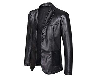 GL SUIT Chaqueta de Cuero para Hombre Primavera y Otoño Invierno Blazer Solapa PU Traje de Cuero de imitación Abrigos Chaqueta de Motocicleta