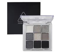 GL-Turel lifes Paleta de sombra de ojo negra mate y perla, maquillaje ahumado, sombra de ojo gris plateado con purpurina, con espejo, impermeable, a prueba de sudor, de larga