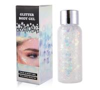 GL-Turelifes Lentejuelas de sirena con purpurina liquida, sombra de ojos, gel para el cuerpo, festival, cosmeticos, para el pelo, maquillaje de larga duracion, brillo de 30 g (09# Blanca)