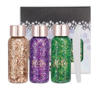 GL-Turelifes Lentejuelas de sirena con purpurina líquida, sombra de ojos, gel para el cuerpo, festival, purpurina, cosméticos, para el pelo, maquillaje de larga duración, brillo de 30 g (Set C)