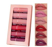 GL-Turelifes Paquete de 6 lápices labiales mate Kit de lápiz labial rojo aterciopelado Impermeable Suavizado de larga duración Taza antiadherente Labios de colores atractivos