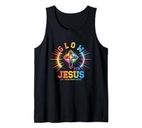 Gl0w para Jesús Deja Que Tu Luz Brille Fe Cruz Religioso Camiseta sin Mangas