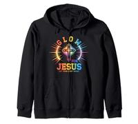 Gl0w para Jesús Deja Que Tu Luz Brille Fe Cruz Religioso Sudadera con Capucha
