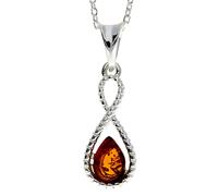 GL393C - Colgante de plata de ley y ámbar báltico de coñac auténtico sin cadena, Piedra Plata de ley Plata Resina, Ámbar