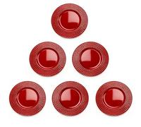 Glac Store Salvamanteles de polipropileno elegante dorado o rojo, 33 cm, borde tachonado, estilo moderno, juego de 4 o 6 unidades, para Navidad y bodas, reutilizable, brillante (6, rojo)