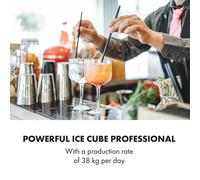 Glacial XL Máquina profesional de cubitos de hielo 38kg/d 15l led Acero inoxidable Negra Klarstein