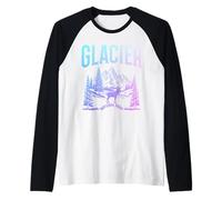 Glaciar Parque Nacional Montana Vintage PNW Naturaleza Amante Camiseta Manga Raglan