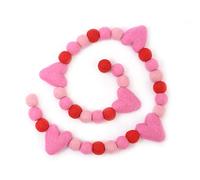 Glaciart - Guirnalda de Bolas de Fieltro de Lana, 9 pies, 30 Bolas, 9 Corazones, 4 Colores, decoración de Pompones, decoración de guardería, banderines, decoración de Fiesta de cumpleaños, Carnaval