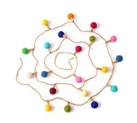 Glaciart - Guirnalda de fieltro para decoración navideña y otoño (20 bombillas de tela de colores arcoíris)