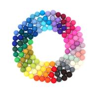 Glaciart One Bolas de Fieltro de Lana, Bolas de Pom Pom de Fieltro (120 Piezas) 1.5 cm - 0.6 Pulgadas, Hechas a Mano, 40 Colores (Rojo, Azul, Gris, Negro, Pastel y Más) Paquete a Granel de Pequeñas