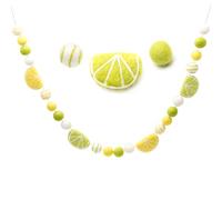 GLACIART ONE Guirnalda de bolas de fieltro de limón de verano | Guirnalda decorativa de pompones de fieltro de lana para colgar adornos para el hogar, decoración de oficina, guirnalda de manto durante