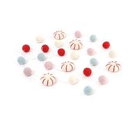 Glaciart One Guirnalda de bolas de fieltro de menta - Pompón decoración de día festivo hecha a mano de lana natural - Bonita decoración colgante para árbol de Navidad, repisa, dormitorio de niños