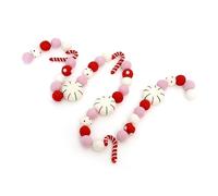 Glaciart One Guirnalda de bolas de fieltro de menta y caramelos, decoración navideña de pompones hecha a mano de lana natural, bonita decoración colgante para árbol de Navidad, dormitorio de niños,