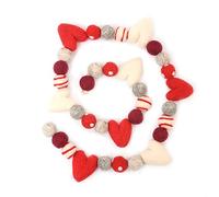 Glaciart One Valentine - Guirnalda de bolas de fieltro con bolas de remolino, hecha a mano en Nepal con lana de Nueva Zelanda, reutilizable, duradera, 8 corazones, 27 bolas