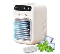 Glacier Breeze AC, aire acondicionado portátil 4 en 1 2025, mini enfriador evaporativo silencioso, temporizador de 8 horas, 2 velocidades, refrigeración instantánea, para el hogar, dormitorio, oficina