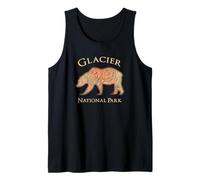 Glacier National Montana Park Bear Vintage Aerial Ver el Mapa Camiseta sin Mangas