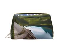 Glacier National Park - Bolsa de maquillaje de piel con cremallera para artículos diversos, estuche para bolígrafos, White, Talla única