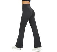 Glacspyg Pantalones de Yoga Ladies Flarn Leggings Cintura Alta Abdominales Control de Entrenamiento Fitness Jogging Pants Gris Oscuro M