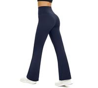 Glacspyg Pantalones de Yoga Ladies Flarn Leggings Cintura Alta Abdominales Control de Entrenamiento Fitness Jogging Pants Azul Marino XL