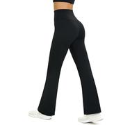Glacspyg Pantalones de Yoga Ladies Flarn Leggings Cintura Alta Abdominales Control de Entrenamiento Fitness Jogging Pants Negro S