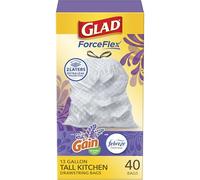 Glad OdorShield bolsas de basura altas con cordón para cocina, lavanda mediterránea Febreze - 13 galones - 40 unidades