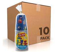 Glad PJ Masks - Vasos de papel desechables para niños de 9 onzas, 200 unidades, para uso diario