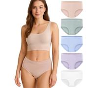 Gladbecke Bragas de Bambú Sin Etiquetas - Mujer - Pack de 5 - Sedosas, Transpirables y Cómodas[94% Viscosa de Bambú & 6% Elastano],XL