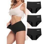 Gladbecke Bragas Menstruales de Algodón para Mujer, Talle Alto, Reutilizables y 60ML Alta Absorción sin Fugas ni Olores,Negras,2XL