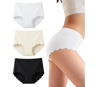 Gladbecke Bragas Sin Costuras Slips Braguitas Cómodas para Mujer Talle Alto Transpirable, Negro/Blanco/Piel, Pack de 3, XL