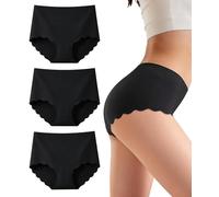 Gladbecke Bragas Sin Costuras Slips Braguitas Cómodas para Mujer Talle Alto Transpirable, Negro, Pack de 3, XS