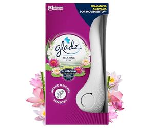 Glade Ambientador Autómatico Sense & Spray Relaxing Zen, con Sensor de Movimiento, Dura Hasta 60 Días, con Aceites Esenciales, 1 Difusor + 1 Recambio
