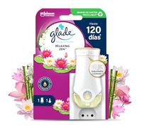 Glade Ambientador Eléctrico Líquido Regulable Relaxing Zen, Dura Hasta 120 Días, con Aceites Esenciales, 1 Difusor + 1 Recambio
