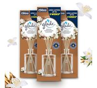 Glade Ambientador Mikado con Varillas Sensual Sandalwood & Jasmine, Dura Hasta 15 Semanas, Con Aceites Esenciales, Pack 3 Difusores 3x50ml