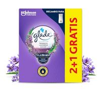 Glade Ambientador Touch & Fresh Lavanda, Hasta 10 Veces Más Frescor, con Aceites Esenciales, 3 Recambios