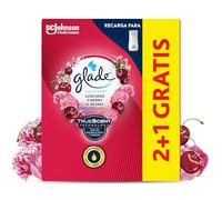 GLADE Un Toque Fragancia Peonia y Cereza. Elimina los malos olores, Hasta 10 veces más frescor - 3 Recambios de 10ml