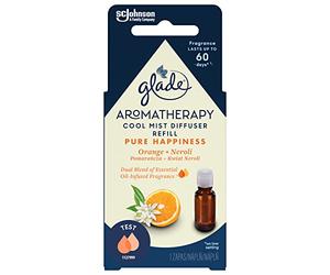 Glade Aromatherapy Cool Mist Diffuser Pure Happiness Stock para Difusor Eléctrico con Aroma Naranja y Flor Neroli, 17,4 ml, Aromaterapia