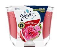 Glade Brise Cherry and Peony - Vela aromática de larga duración en vaso de cristal (aroma de cerezas y peonía, hasta 39 horas de combustión, 1 x 224 g)
