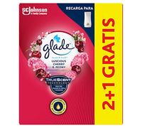 GLADE Un Toque Fragancia Peonia y Cereza. Elimina los malos olores, Hasta 10 veces más frescor - 3 Recambios de 10ml