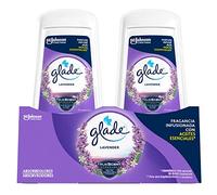 Glade® Gel Ambientador Absorbeolores de Larga duración para baños armarios y espacios pequeños, fragancia Lavanda aceites esenciales, 2 unidades