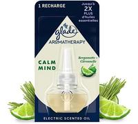 Glade Recarga de aceite escendente eléctrico de aromaterapia, Calm Mind, fragancia eléctrica con aceite aromático, bergamota + hierba de limón, 20 ml