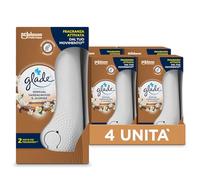 Glade Sense & Spray ambientador para ambientes con aceites esenciales y sensor inteligente de movimiento, fragancia jazmín y sándalo de Bali, 4 difusores y 4 recargas, 8 pilas AA