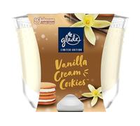 Glade Velas perfumadas de larga duración en tarro de cristal con galletas de vainilla, hasta 30 horas de combustión, 4 unidades (4 x 204 g)