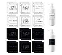 GLADFRESIT - 24 etiquetas impermeables para botellas, dispensador de baño para jabón de manos, loción, champú y acondicionador, calcomanías extraíbles