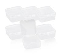 GLADFRESIT 6 recipientes pequeños de plástico con tapas, mini recipientes vacíos rectangulares con tapa para cuentas, tarjetas de visita, píldoras, objetos pequeños (4,5 x 4,5 x 2 cm)