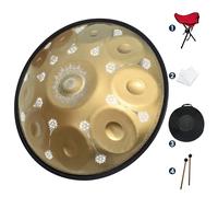 GLADFRESIT Tambor de mano de 10 notas, 22 pulgadas, en re menor, viene con un soporte de mano, mochila de mano, dos mazos y un paño de limpieza.