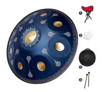 GLADFRESIT Tambor de mano de 432 Hz, 10 notas de 22 pulgadas, "Sun Gold" en D Kurd Minor con soporte de mano, funda de mano, mallets duraderos y sin polvo