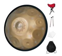 GLADFRESIT Tambor de mano de 440 Hz, 9 notas de 22 pulgadas, "Court Blue performer" en D Kurd Minor con soporte de mano, funda de mano, mallets duraderos y tela sin polvo