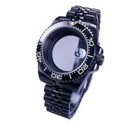Gladiaond 1 reloj con caja negra de 40 mm y cristal zafiro, resistente al agua, 120 clics, compatible movimientos NH34, NH35 NH36, esfera 28,5(Ceramic Bezel Set 19,Solid back)