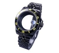 Gladiaond 1 reloj con caja negra de 40 mm y cristal zafiro, resistente al agua, 120 clics, compatible movimientos NH34, NH35 NH36, esfera 28,5(Ceramic Bezel Set 4,Solid back)