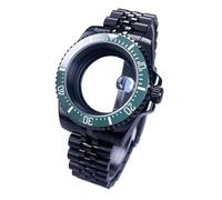 Gladiaond 1 reloj con caja negra de 40 mm y cristal zafiro, resistente al agua, 120 clics, compatible movimientos NH34, NH35 NH36, esfera 28,5(Ceramic Bezel Set 3,Solid back)